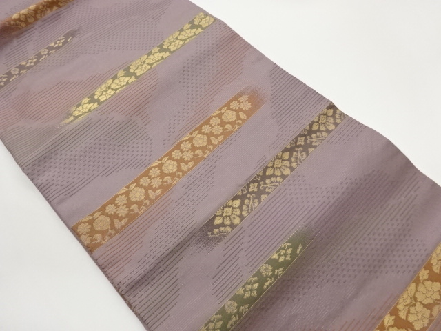 JAPANESE NAGOYA OBI / WOVEN FLOWER ARABESQUE